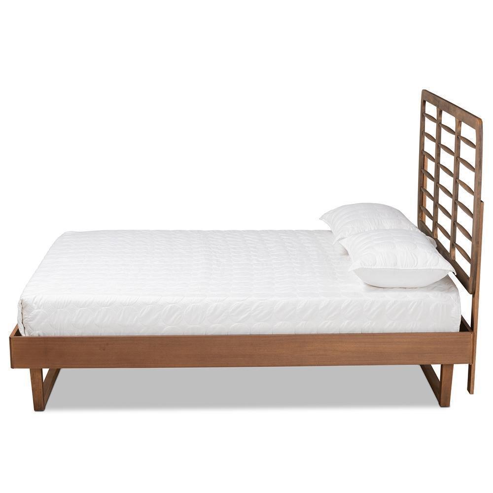 Lucie Modern and Contemporary Walnut Brown Finished Wood Queen Size Platform Bed FredCo