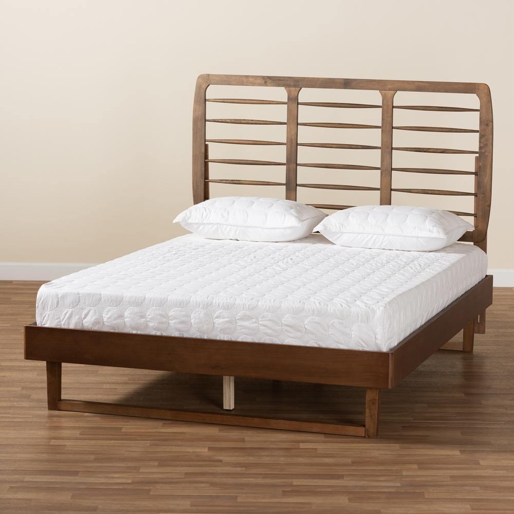 Lucie Modern and Contemporary Walnut Brown Finished Wood Queen Size Platform Bed FredCo