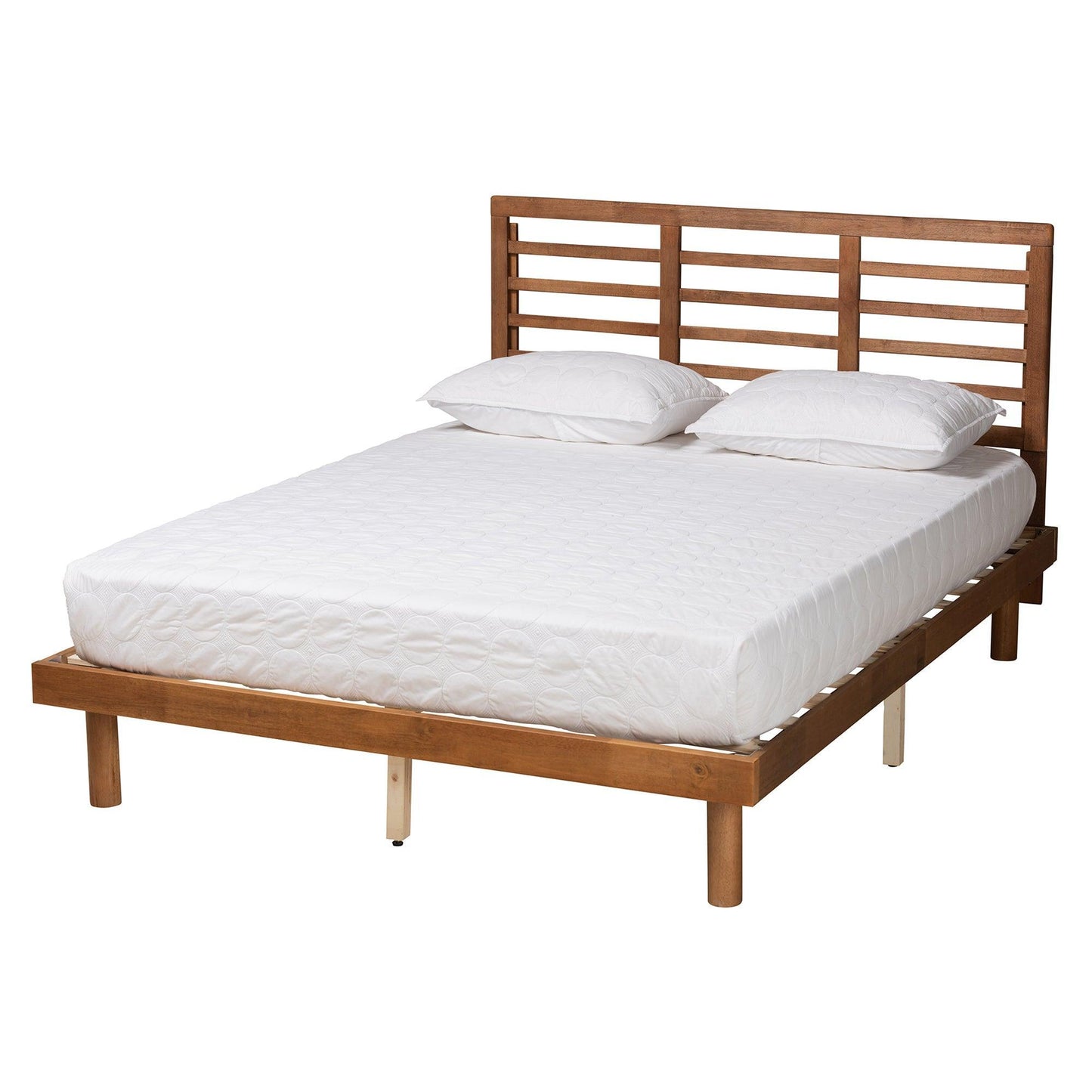 Lucine Mid-Century Modern Ash Walnut Finished Wood King Size Platform Bed FredCo