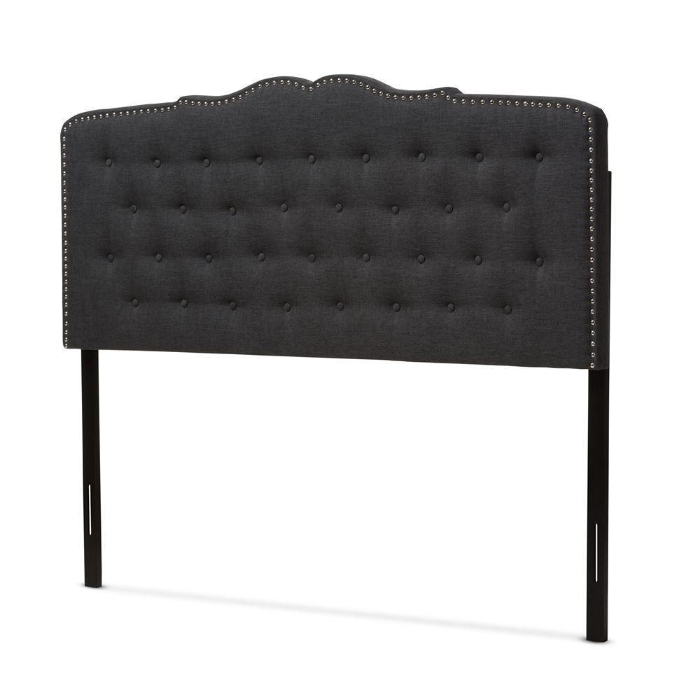 Lucy Modern and Contemporary Dark Grey Fabric King Size Headboard FredCo