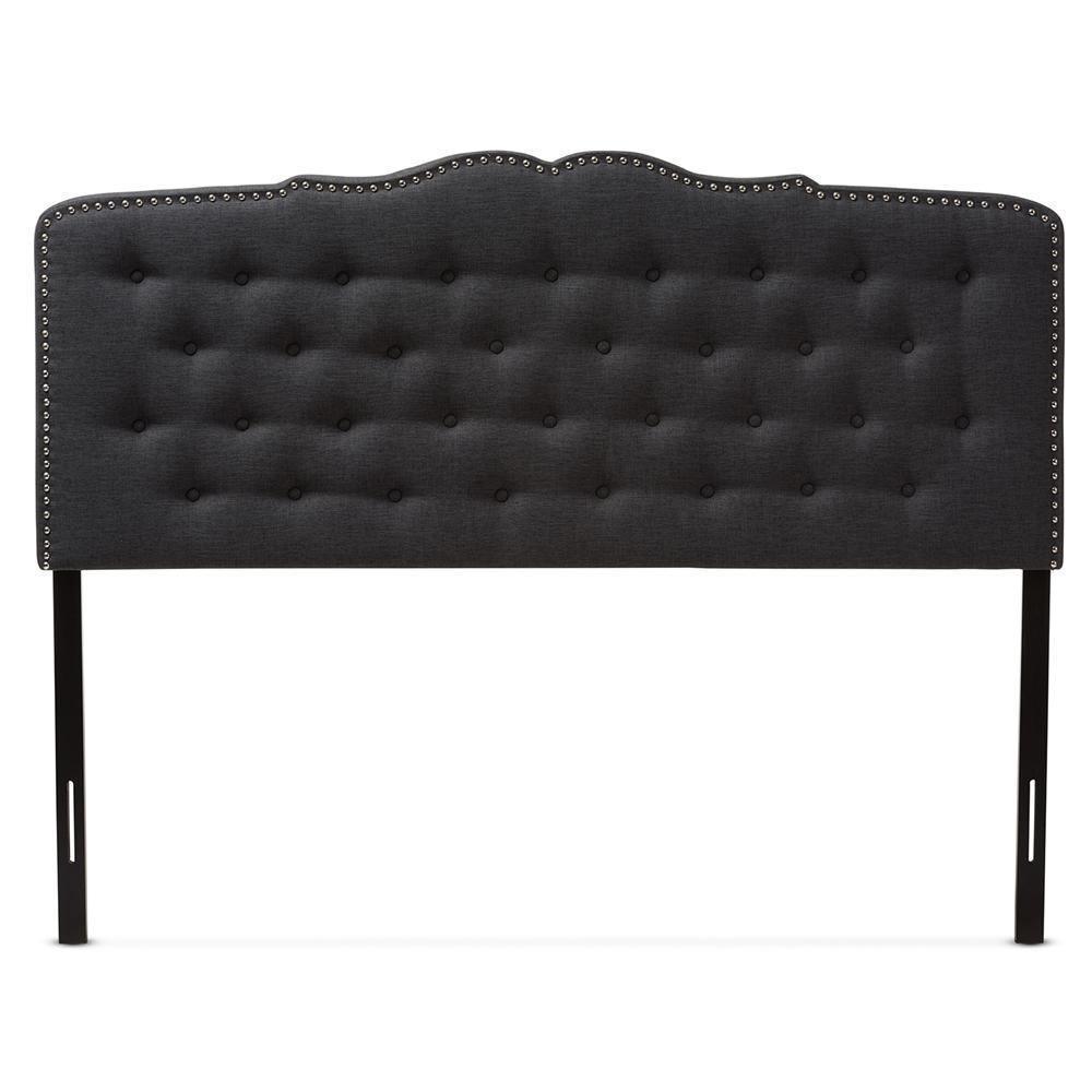 Lucy Modern and Contemporary Dark Grey Fabric King Size Headboard FredCo