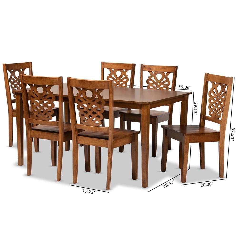 Luisa Modern and Contemporary Transitional Walnut Brown Finished Wood 7-Piece Dining Set FredCo