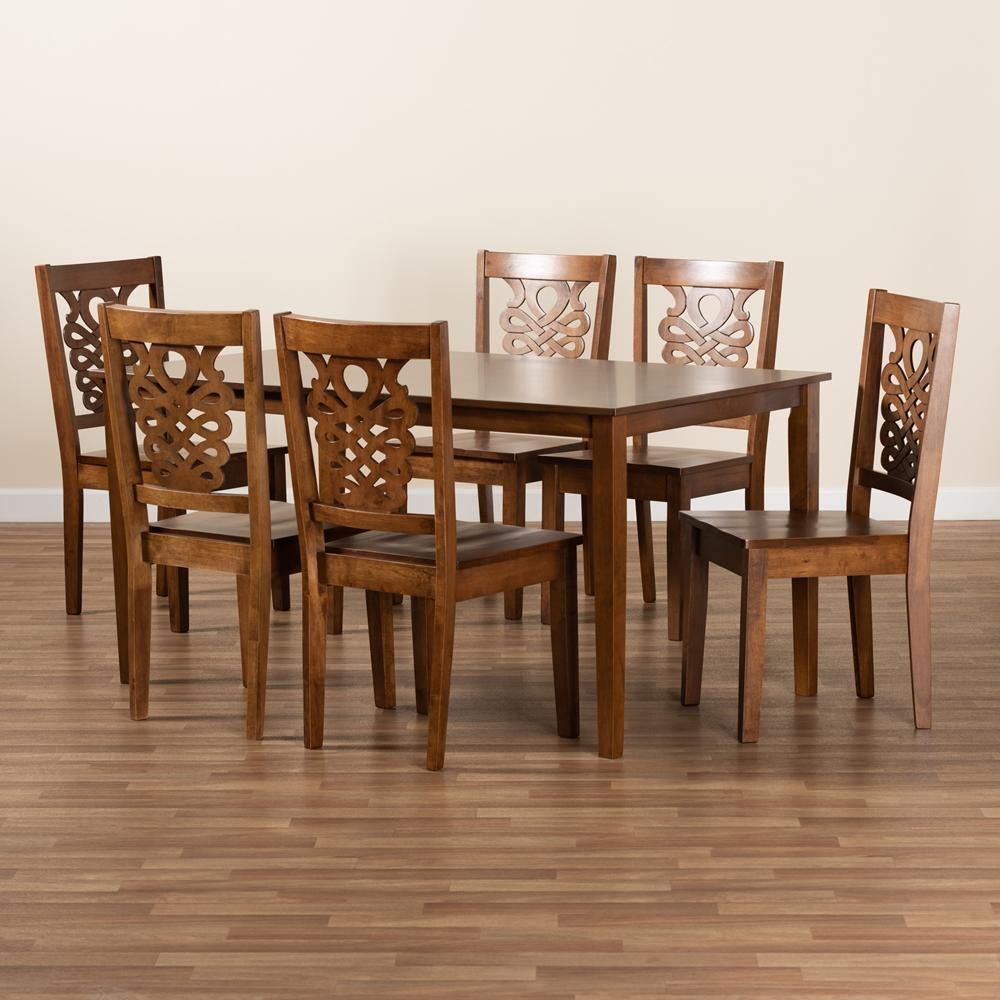 Luisa Modern and Contemporary Transitional Walnut Brown Finished Wood 7-Piece Dining Set FredCo