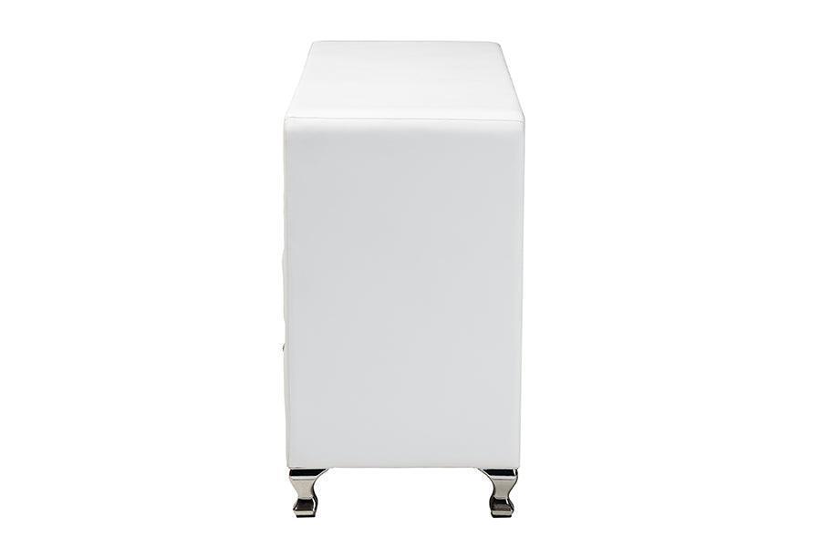 Luminescence Wood Contemporary White Upholstered Dresser FredCo