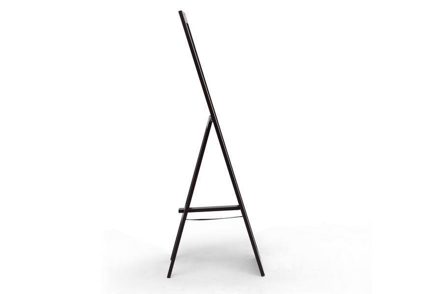 Lund Dark Brown Wood Modern Mirror with Built-In Stand FredCo