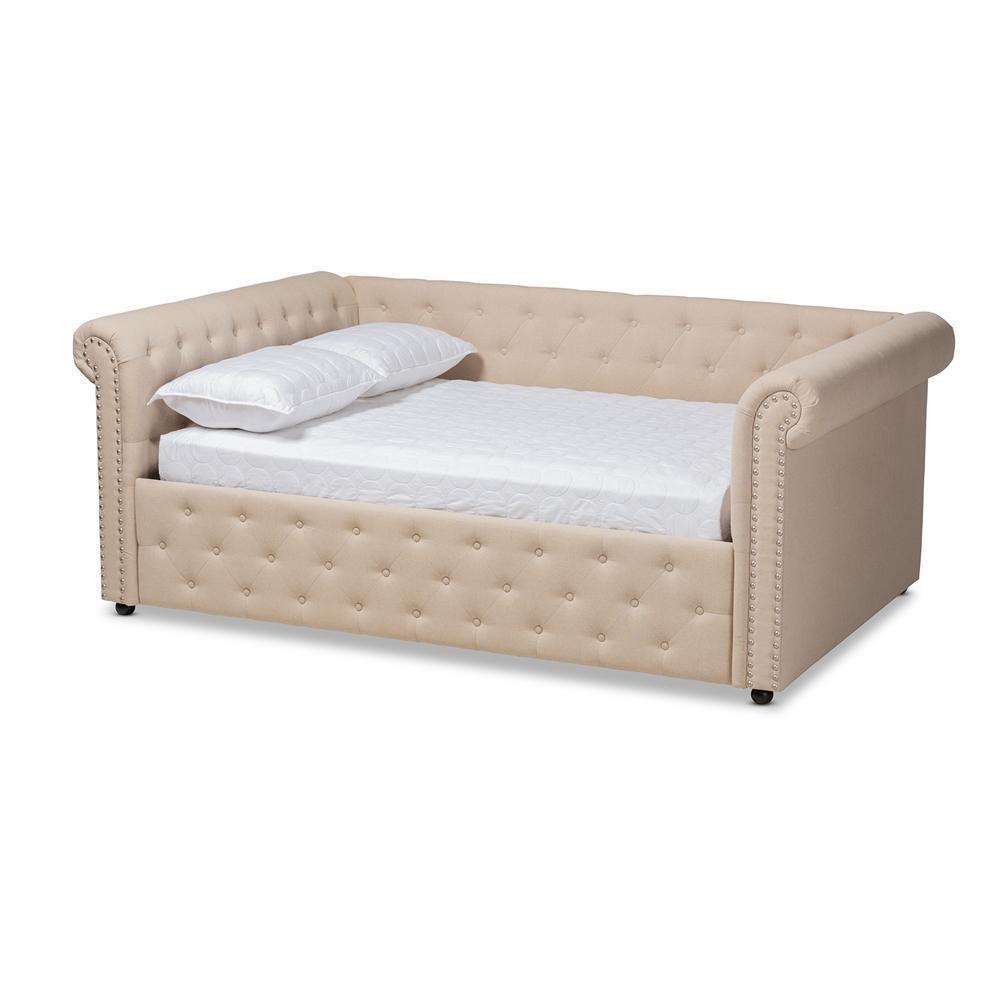 Mabelle Modern and Contemporary Beige Fabric Upholstered Full Size Daybed FredCo