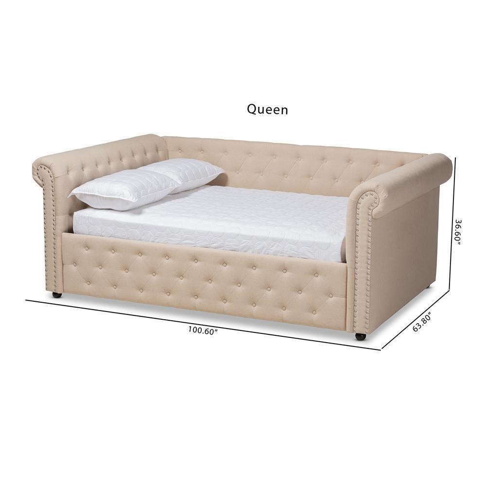 Mabelle Modern and Contemporary Beige Fabric Upholstered Full Size Daybed FredCo