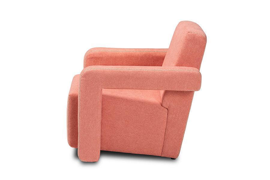 Madian Modern and Contemporary Light Red Fabric Upholstered Armchair FredCo