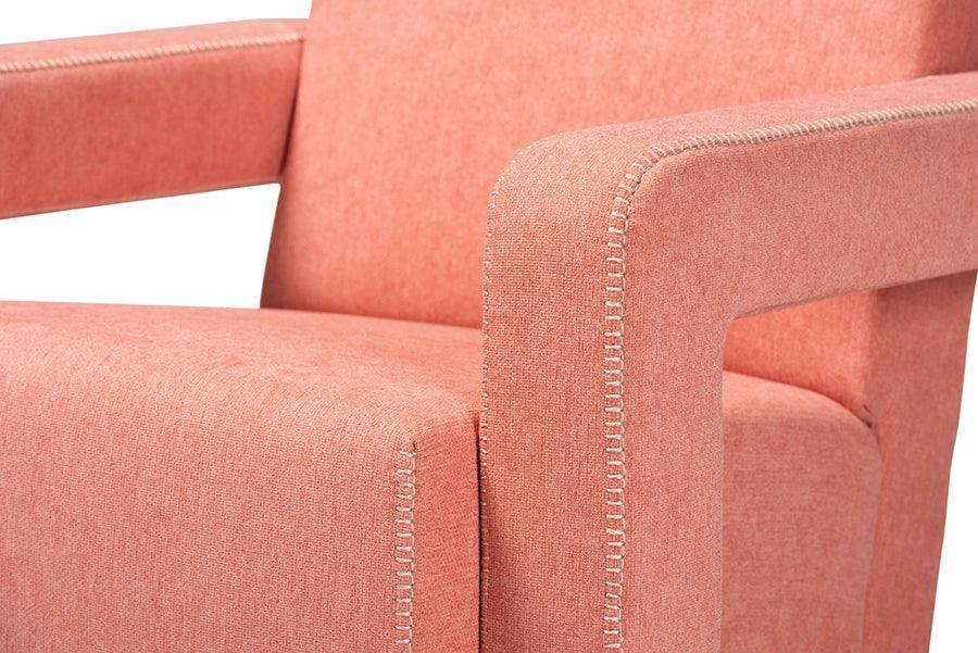 Madian Modern and Contemporary Light Red Fabric Upholstered Armchair FredCo