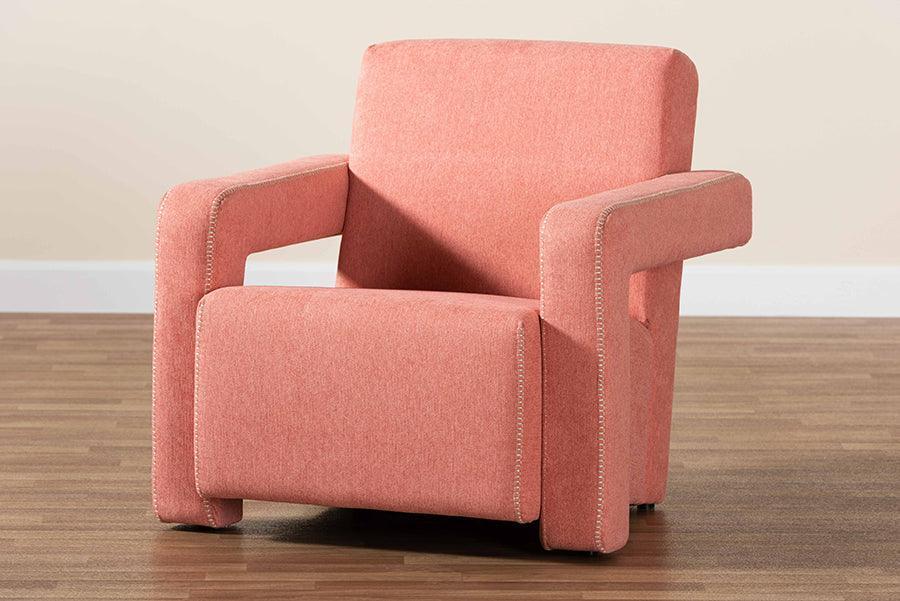 Madian Modern and Contemporary Light Red Fabric Upholstered Armchair FredCo