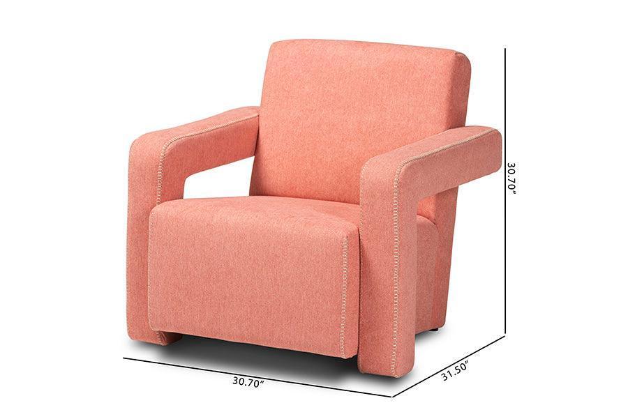Madian Modern and Contemporary Light Red Fabric Upholstered Armchair FredCo