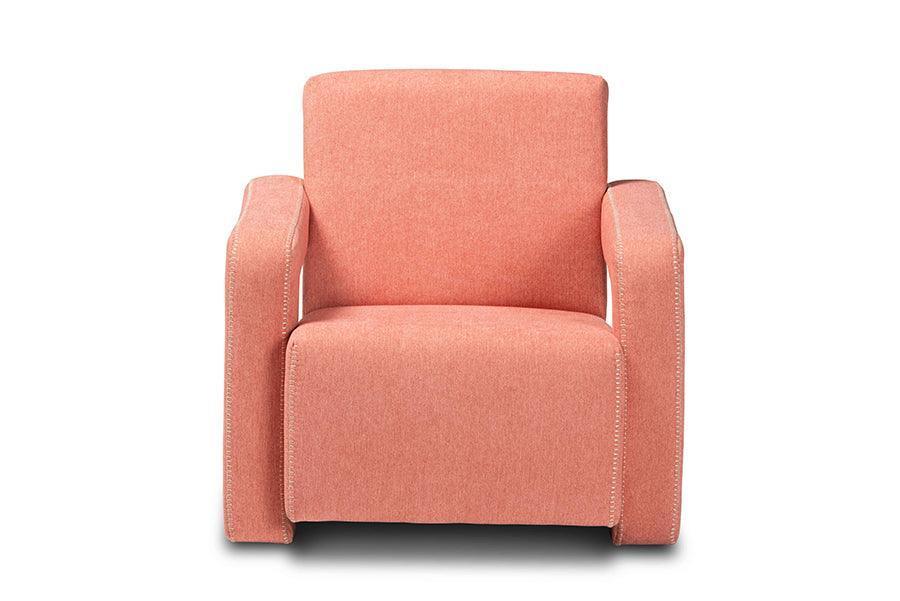 Madian Modern and Contemporary Light Red Fabric Upholstered Armchair FredCo