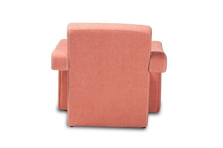 Madian Modern and Contemporary Light Red Fabric Upholstered Armchair FredCo