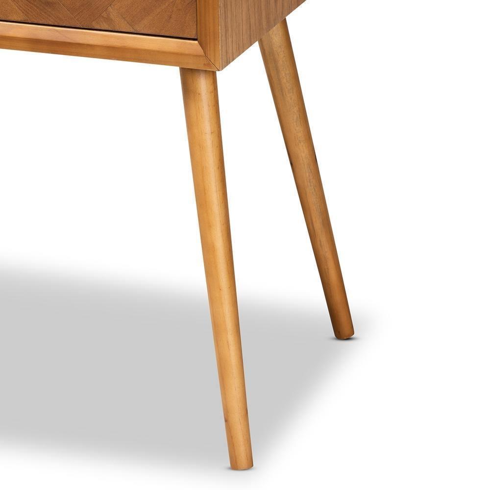 Mae Mid-Century Modern Natural Brown Finished Wood 2-Drawer Console Table FredCo