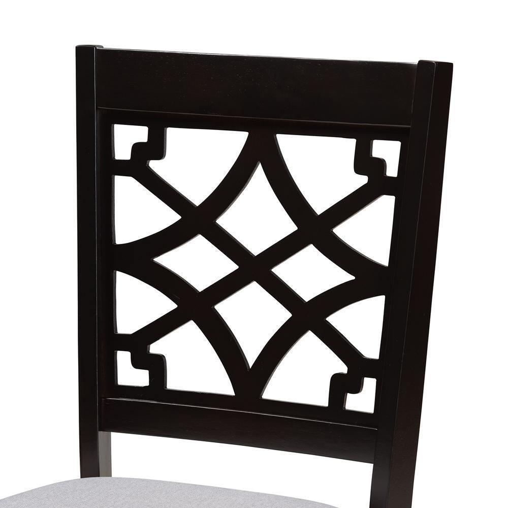 Mael Modern and Contemporary Grey Fabric Upholstered and Dark Brown Finished Wood 2-Piece Dining Chair Set FredCo