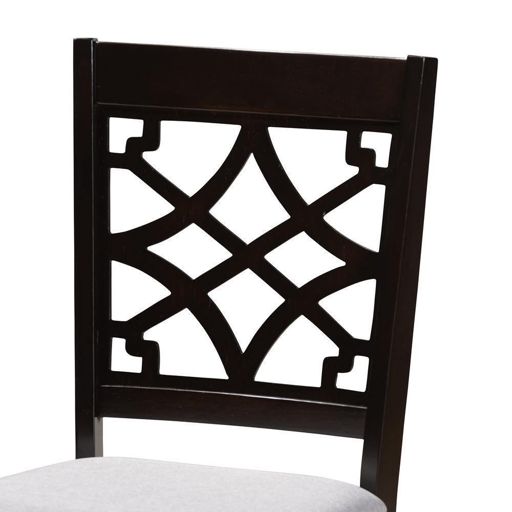 Mael Modern and Contemporary Grey Fabric Upholstered Espresso Brown Finished 5-Piece Wood Dining Set FredCo