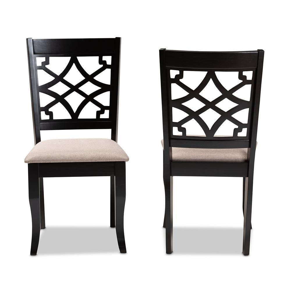Mael Modern and Contemporary Sand Fabric Upholstered and Espresso Brown Finished Wood 2-Piece Dining Chair Set FredCo