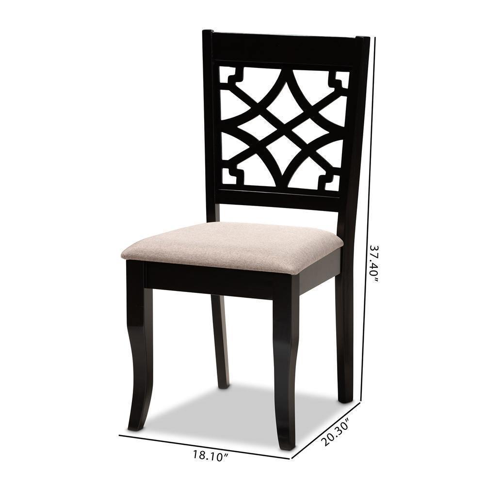 Mael Modern and Contemporary Sand Fabric Upholstered and Espresso Brown Finished Wood 2-Piece Dining Chair Set FredCo