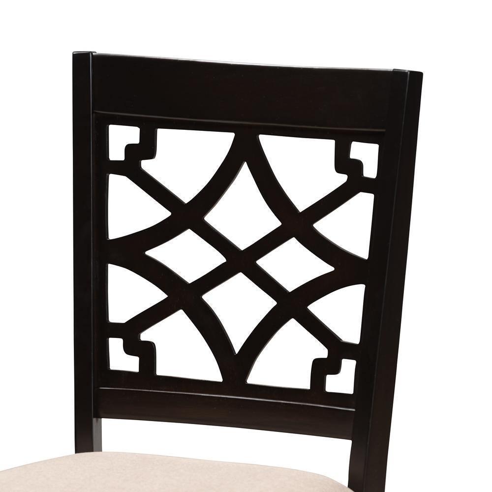 Mael Modern and Contemporary Sand Fabric Upholstered Espresso Brown Finished 5-Piece Wood Dining Set FredCo