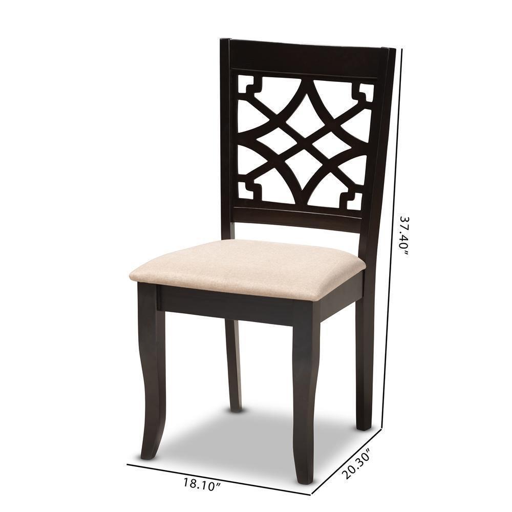 Mael Modern and Contemporary Sand Fabric Upholstered Espresso Brown Finished Wood Dining Chair (Set of 4) FredCo