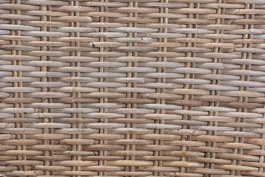 Magy Modern Bohemian Grey Rattan and Natural Brown Finished Wood 2-Piece Dining Chair Set FredCo