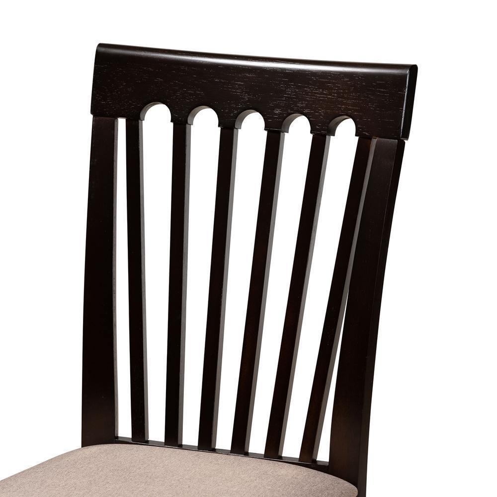 Maisie Modern and Contemporary Sand Fabric Upholstered and Dark Brown Finished Wood 5-Piece Dining Set FredCo