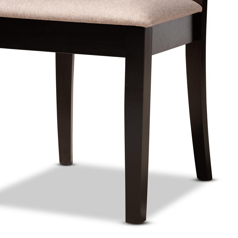 Maisie Modern and Contemporary Sand Fabric Upholstered and Dark Brown Finished Wood 5-Piece Dining Set FredCo