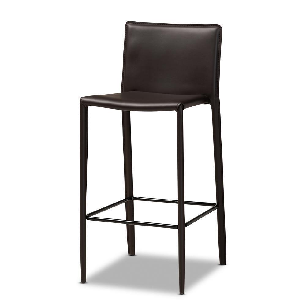 Malcom Modern and Contemporary Brown Faux Leather Upholstered 4-Piece Bar Stool FredCo