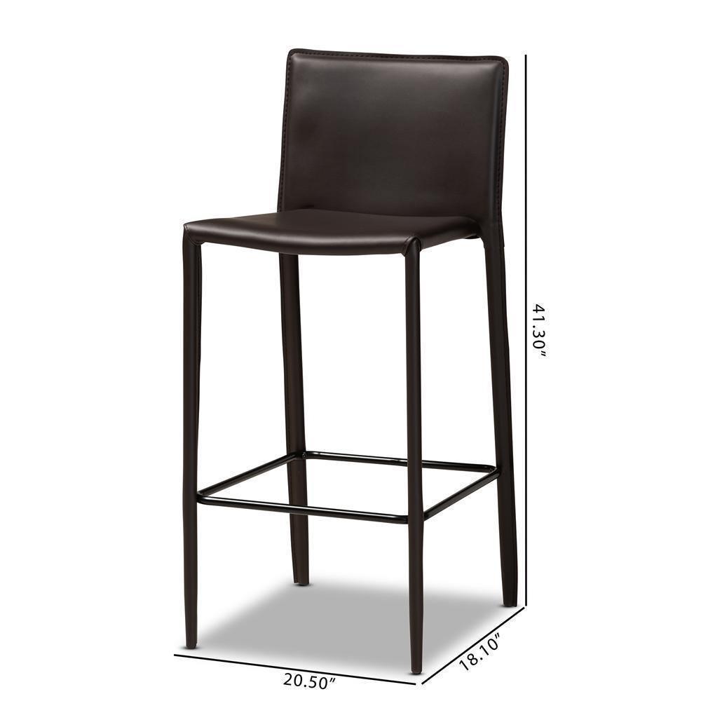 Malcom Modern and Contemporary Brown Faux Leather Upholstered 4-Piece Bar Stool FredCo
