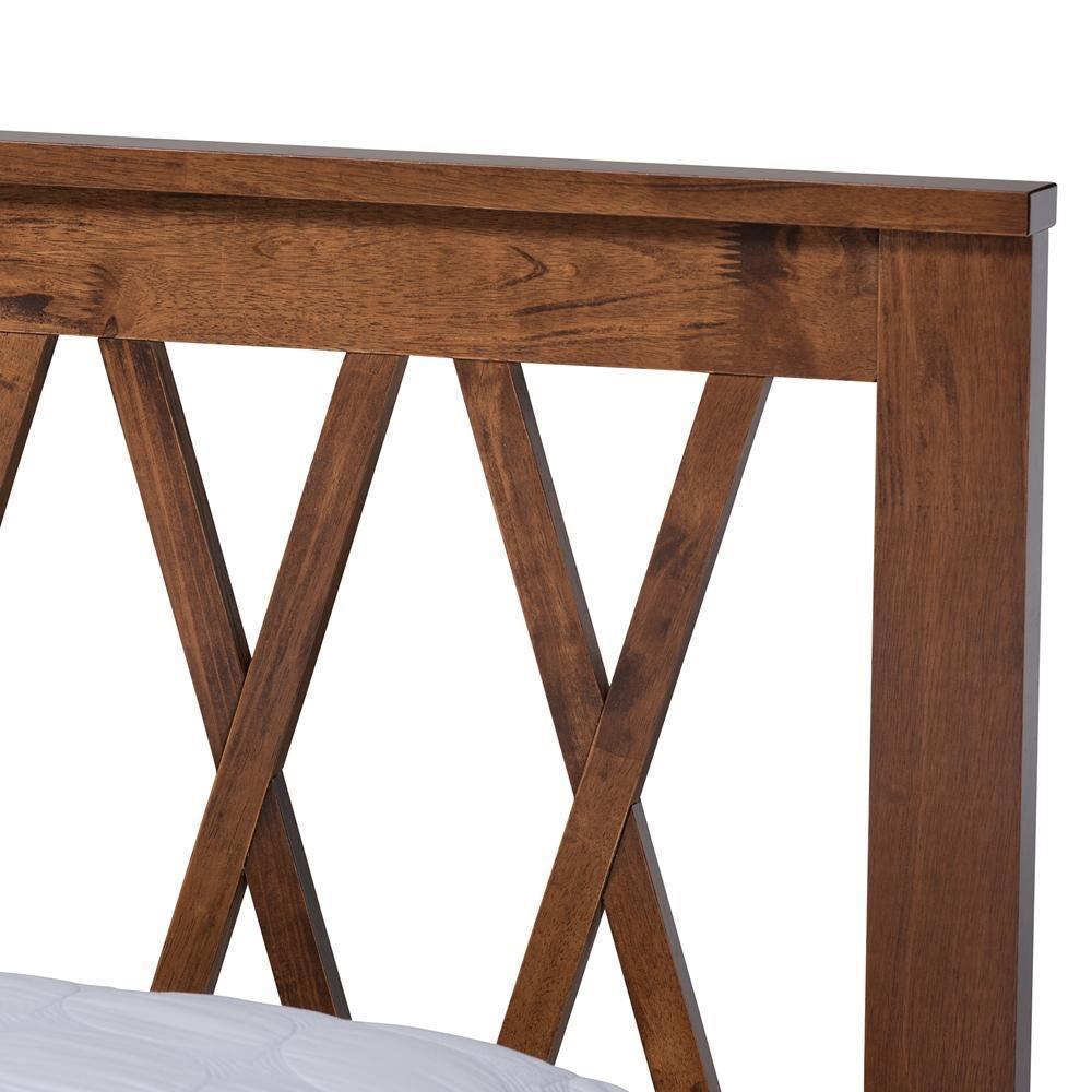 Malene Mid-Century Modern Walnut Finished Wood Queen Size Platform Bed FredCo