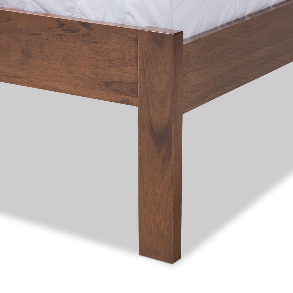 Malene Mid-Century Modern Walnut Finished Wood Queen Size Platform Bed FredCo