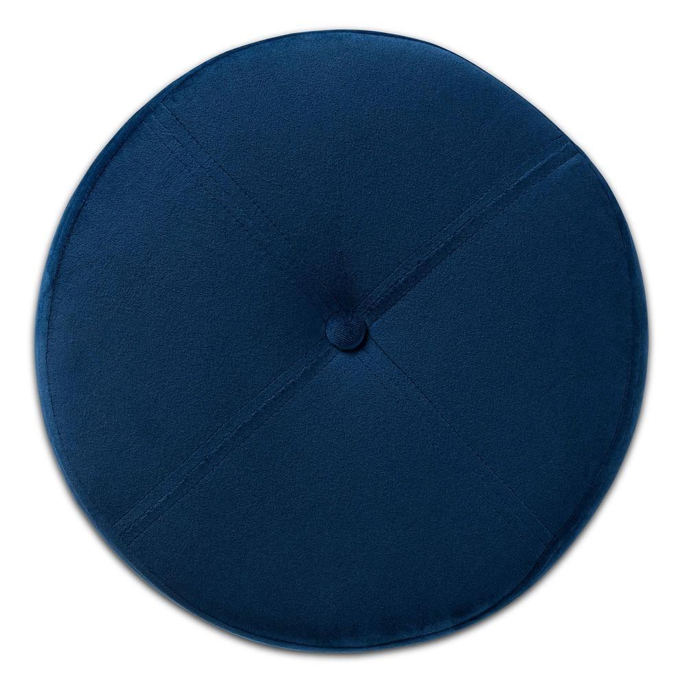 Malina Contemporary Glam and Luxe Navy Blue Velvet Fabric Upholstered and Gold Finished Metal Storage Ottoman FredCo