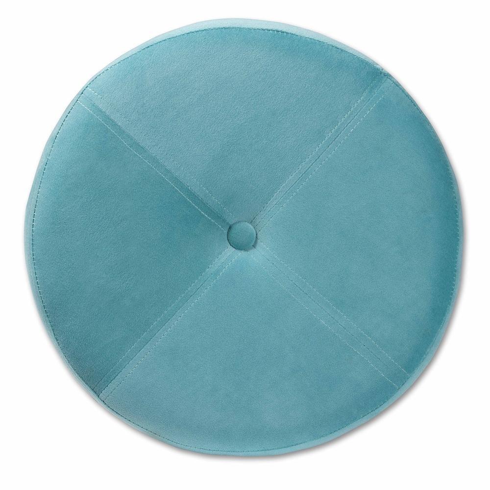 Malina Contemporary Glam and Luxe Sky Blue Velvet Fabric Upholstered and Gold Finished Metal Storage Ottoman FredCo