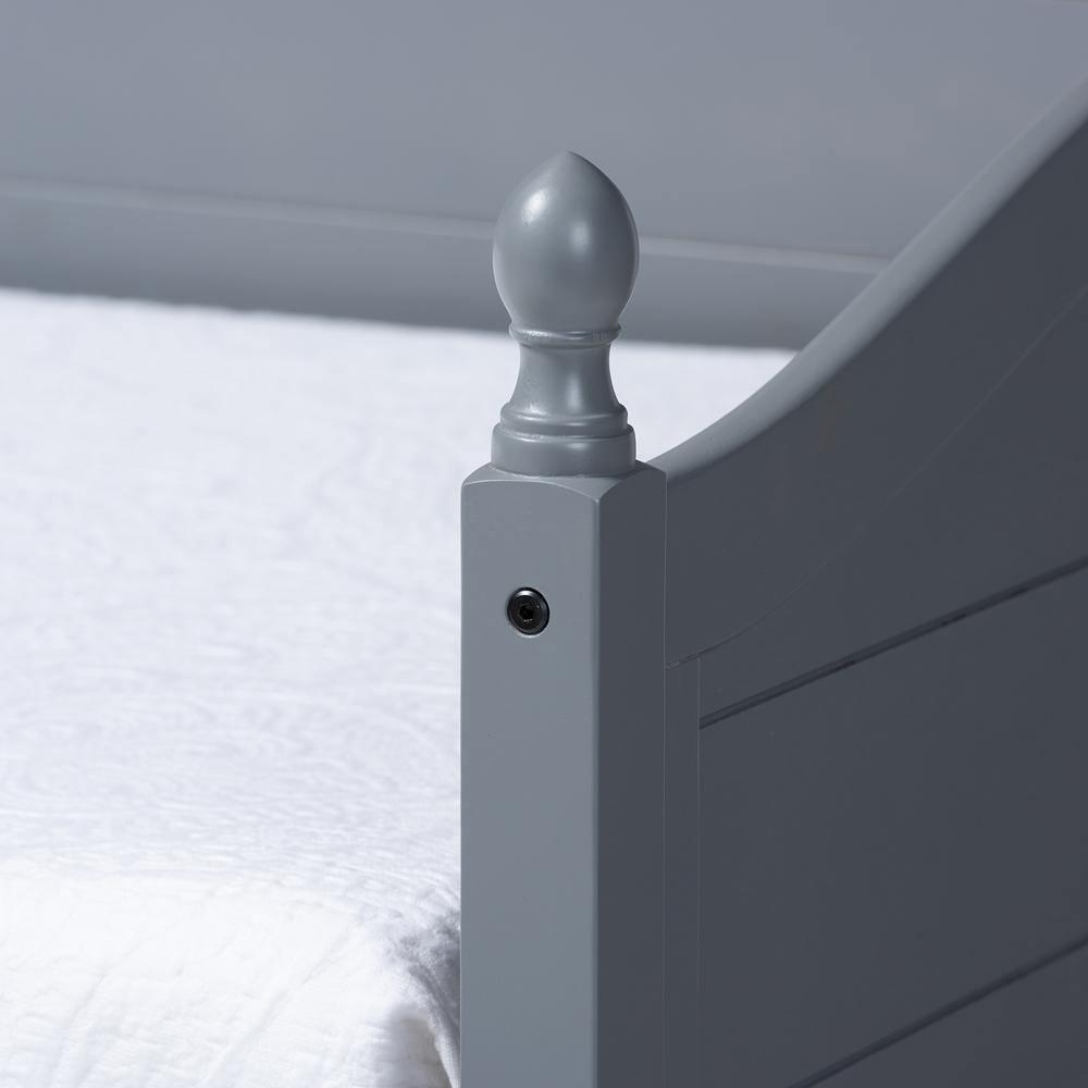 Mara Cottage Farmhouse Grey Finished Wood Twin Size Daybed with Roll-Out Trundle Bed FredCo