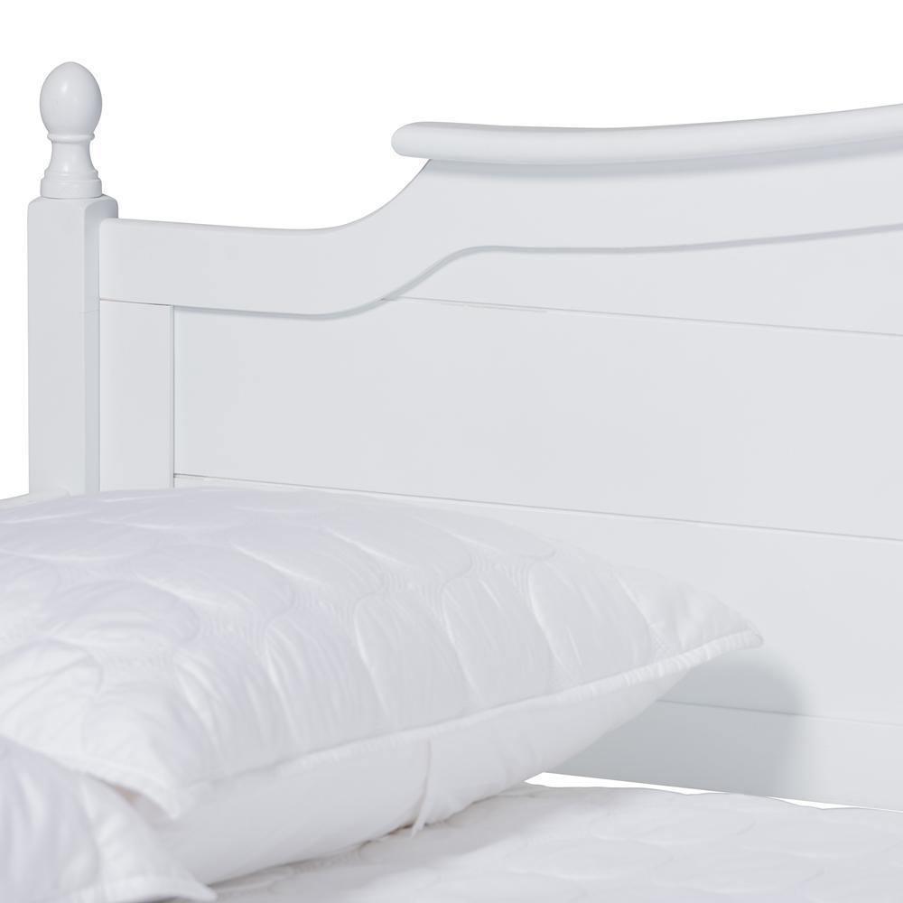 Mara Cottage Farmhouse White Finished Wood Full Size Daybed with Roll-out Trundle Bed FredCo