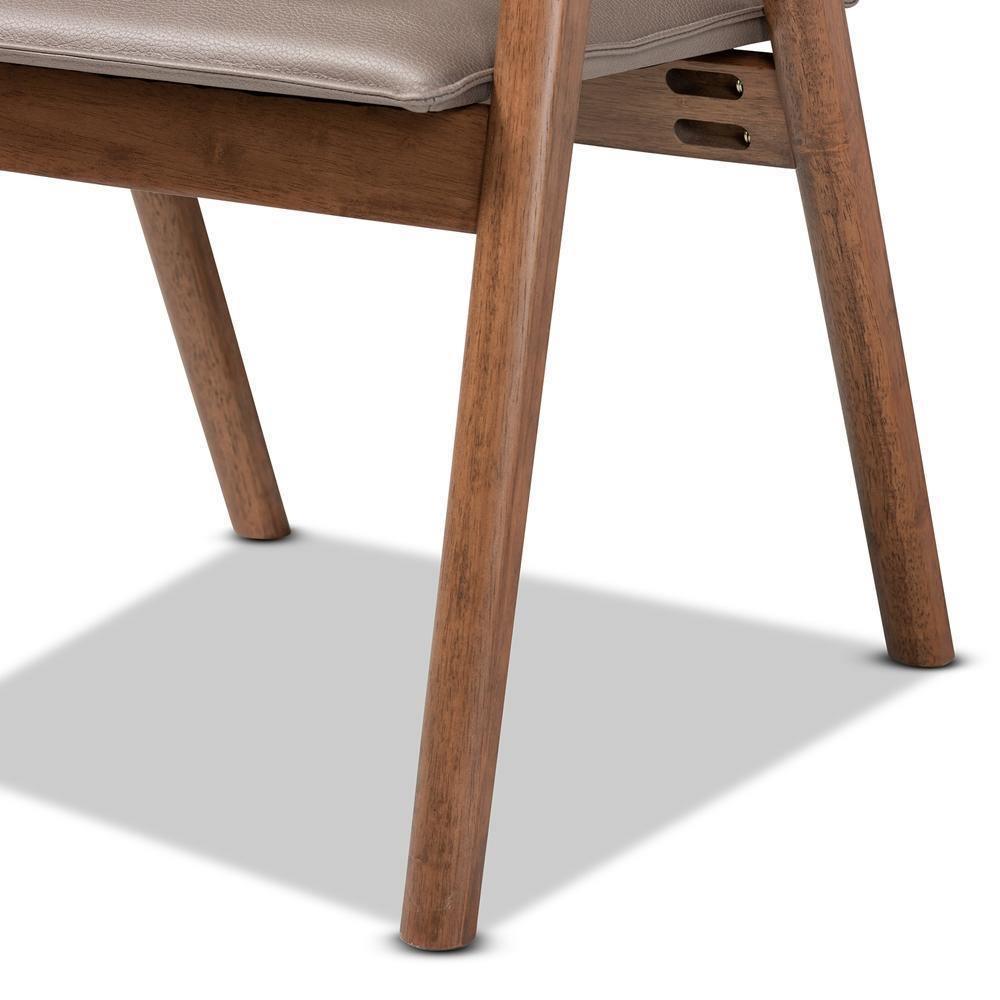 Marcena Mid-Century Modern Grey Imitation Leather Upholstered and Walnut Brown Finished Wood 7-Piece Dining Set FredCo