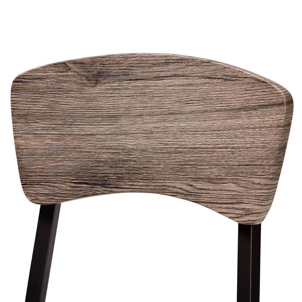 Marcus Modern Industrial Black Metal and Rustic Oak Brown Finished Wood 5-Piece Dining Set FredCo