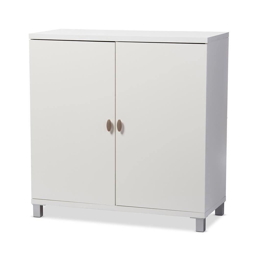 Marcy Modern and Contemporary White Wood Entryway Handbags or School Bags Storage Sideboard Cabinet FredCo