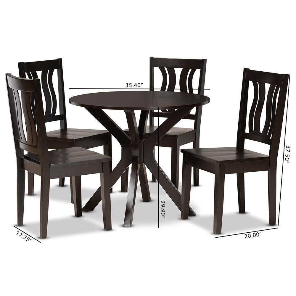 Mare Modern and Contemporary Transitional Dark Brown Finished Wood 5-Piece Dining Set FredCo