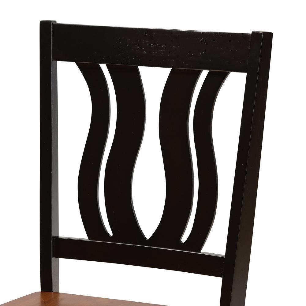 Mare Modern and Contemporary Transitional Two-Tone Dark Brown and Walnut Brown Finished Wood 7-Piece Dining Set FredCo