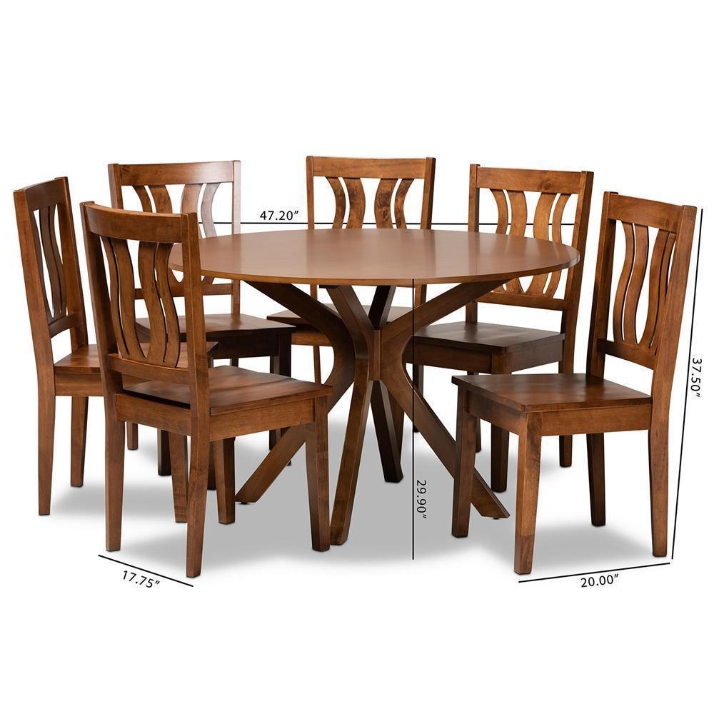 Mare Modern and Contemporary Transitional Walnut Brown Finished Wood 7-Piece Dining Set FredCo