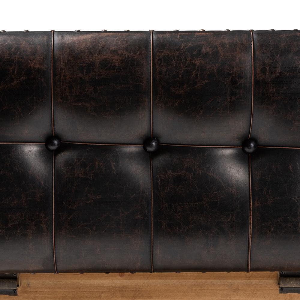 Marelli Rustic Dark Brown Faux Leather Upholstered 2-Piece Wood Storage Trunk Ottoman Set FredCo