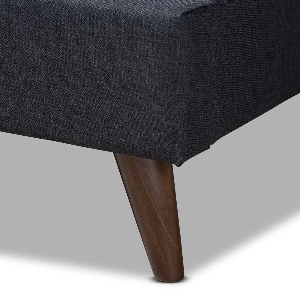 Maren Mid-Century Modern Dark Grey Fabric Upholstered Queen Size Platform Bed with Two Nightstands FredCo