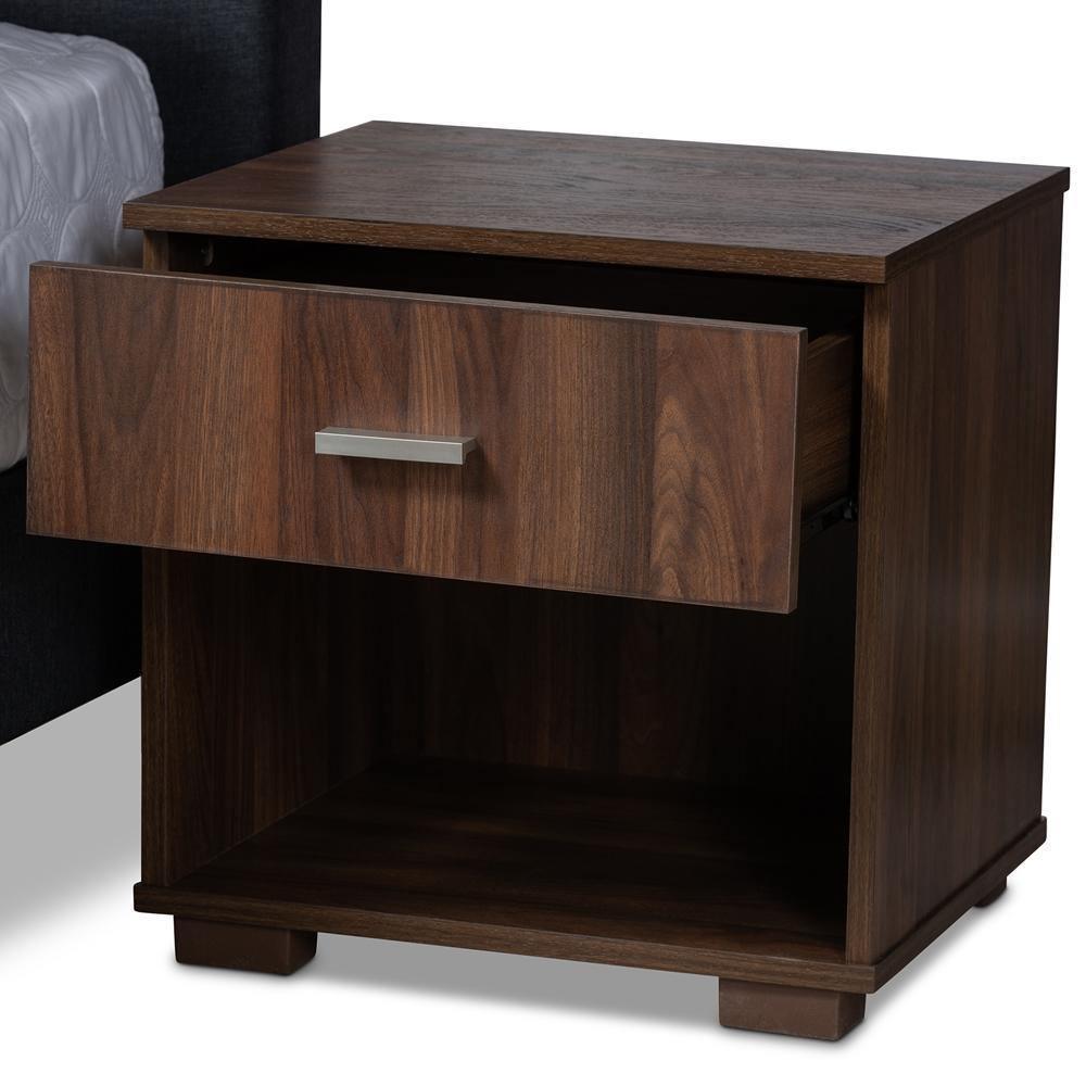 Maren Mid-Century Modern Dark Grey Fabric Upholstered Queen Size Platform Bed with Two Nightstands FredCo