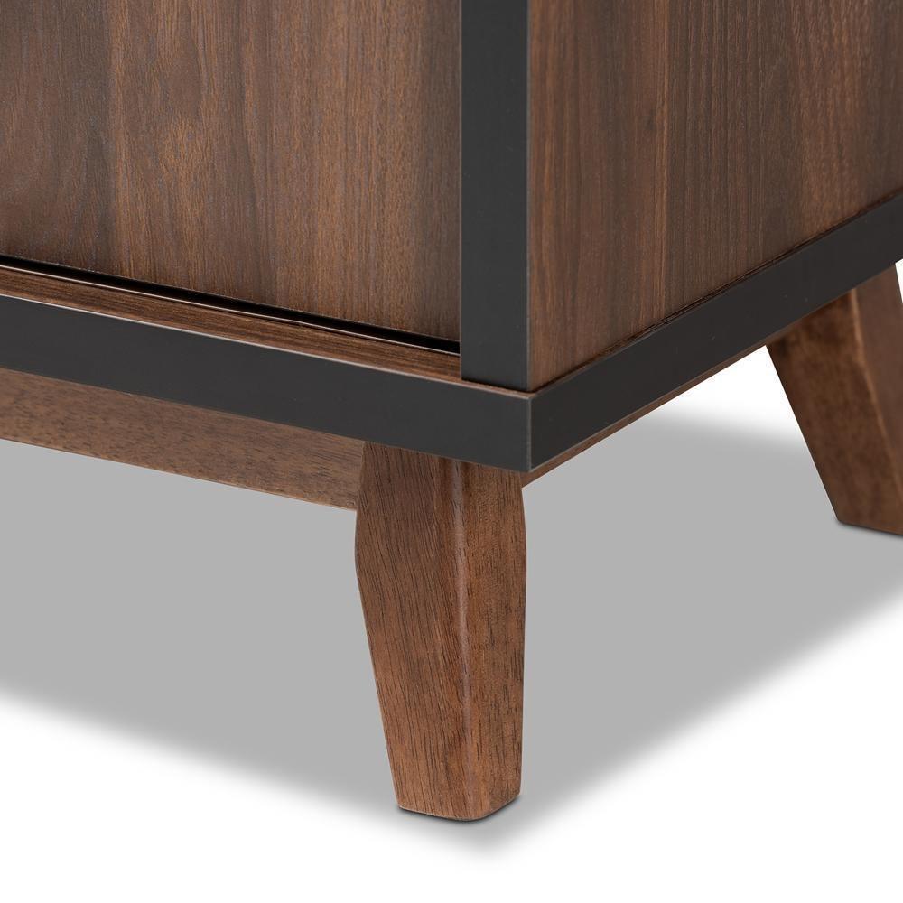 Margo Mid-Century Modern Two-Tone Walnut Brown and Black Finished Wood Wine Storage Cabinet FredCo