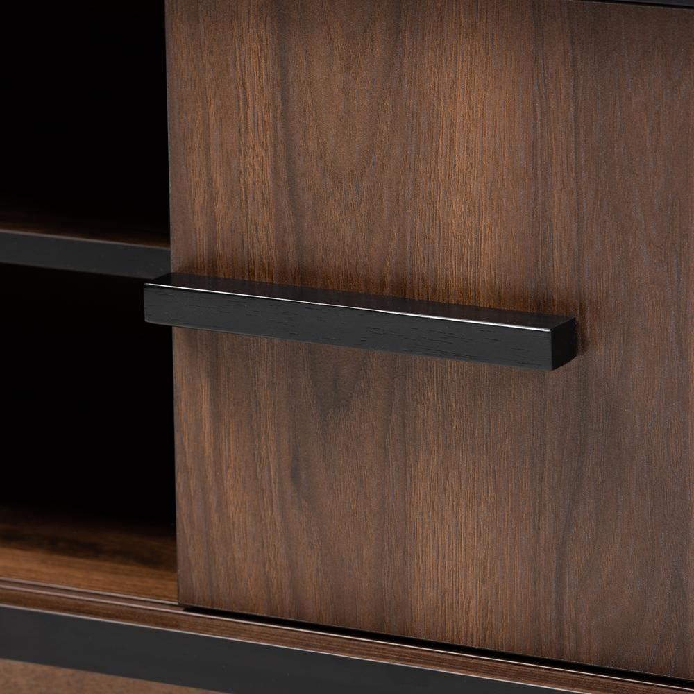 Margo Mid-Century Modern Two-Tone Walnut Brown and Black Finished Wood Wine Storage Cabinet FredCo