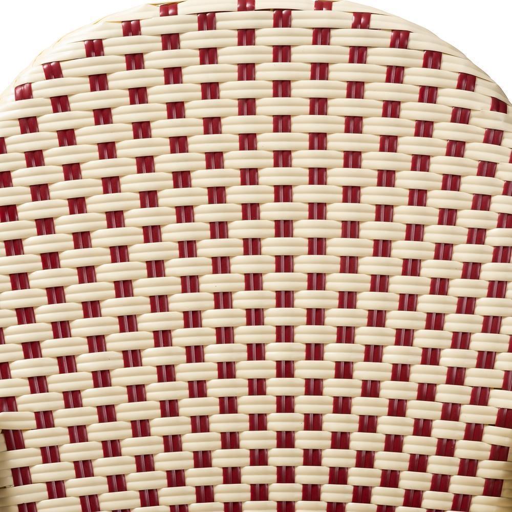 Marguerite Classic French Indoor and Outdoor Beige and Red Bamboo Style Stackable Bistro Bar Stool FredCo
