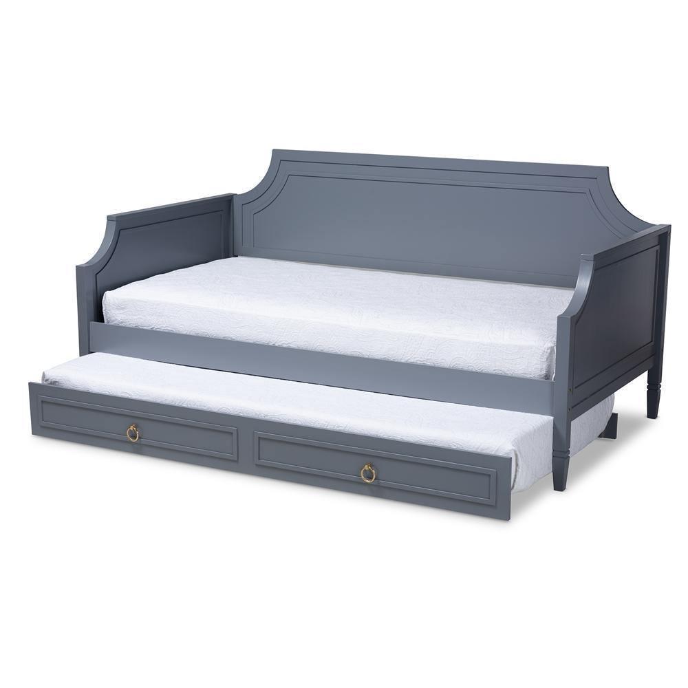 Mariana Classic and Traditional Grey Finished Wood Twin Size Daybed with Trundle FredCo