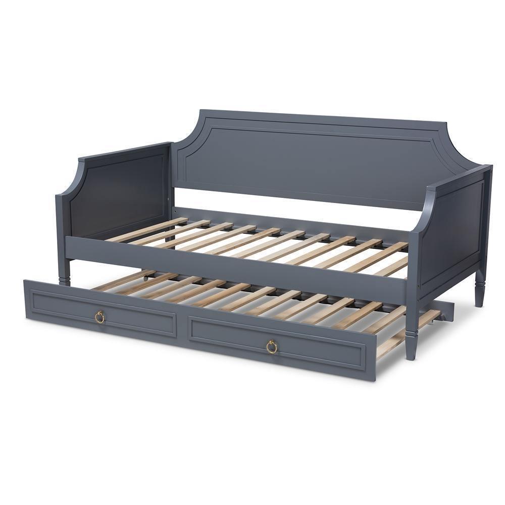 Mariana Classic and Traditional Grey Finished Wood Twin Size Daybed with Trundle FredCo