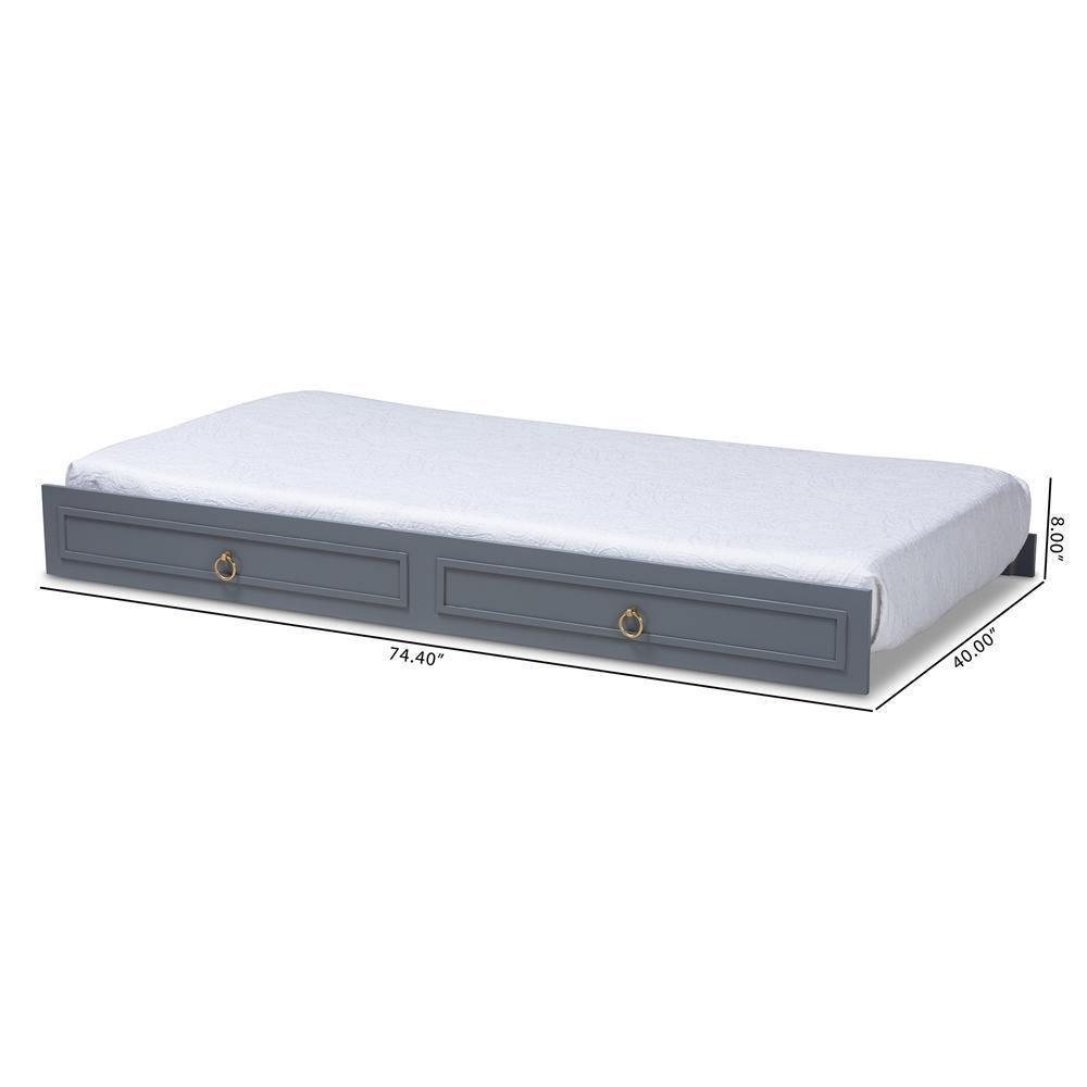 Mariana Classic and Traditional Grey Finished Wood Twin Size Trundle FredCo